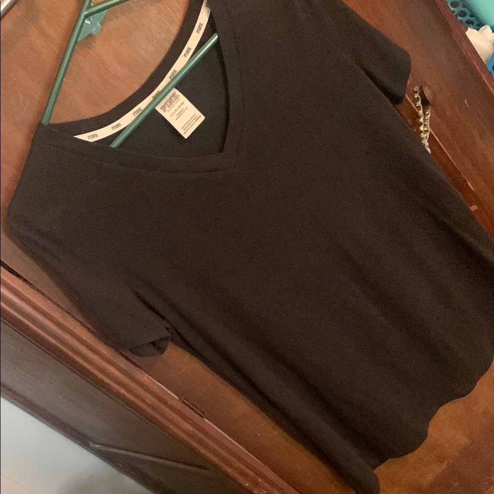 PINK Victoria's Secret Black V-Neck Tee